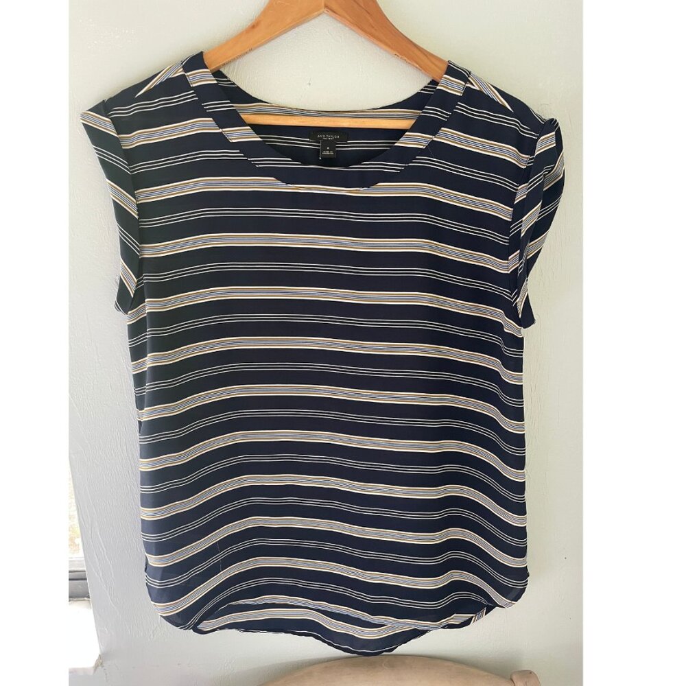 Ann Taylor Factory Navy with stripes top (MED)